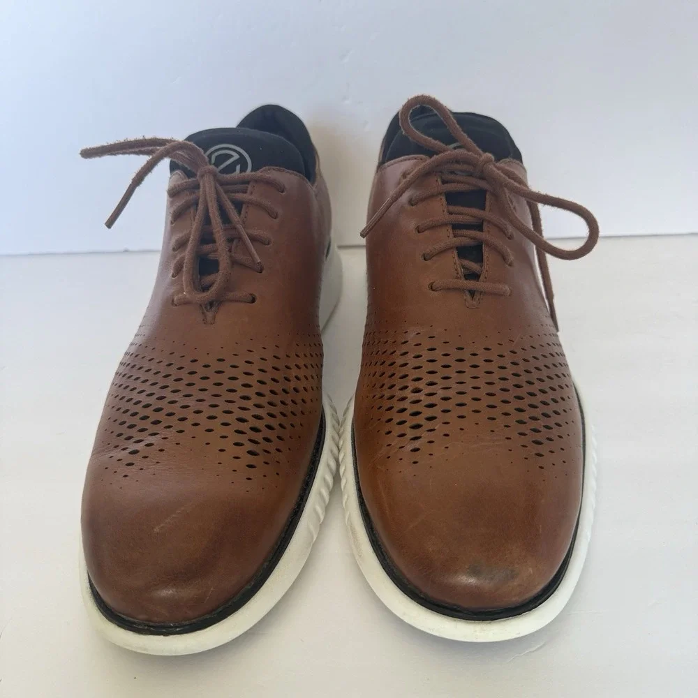 Cole Haan Men's 2.ZERØGRAND Laser Wingtip Oxford  11.5 M Brown Leather Shoes